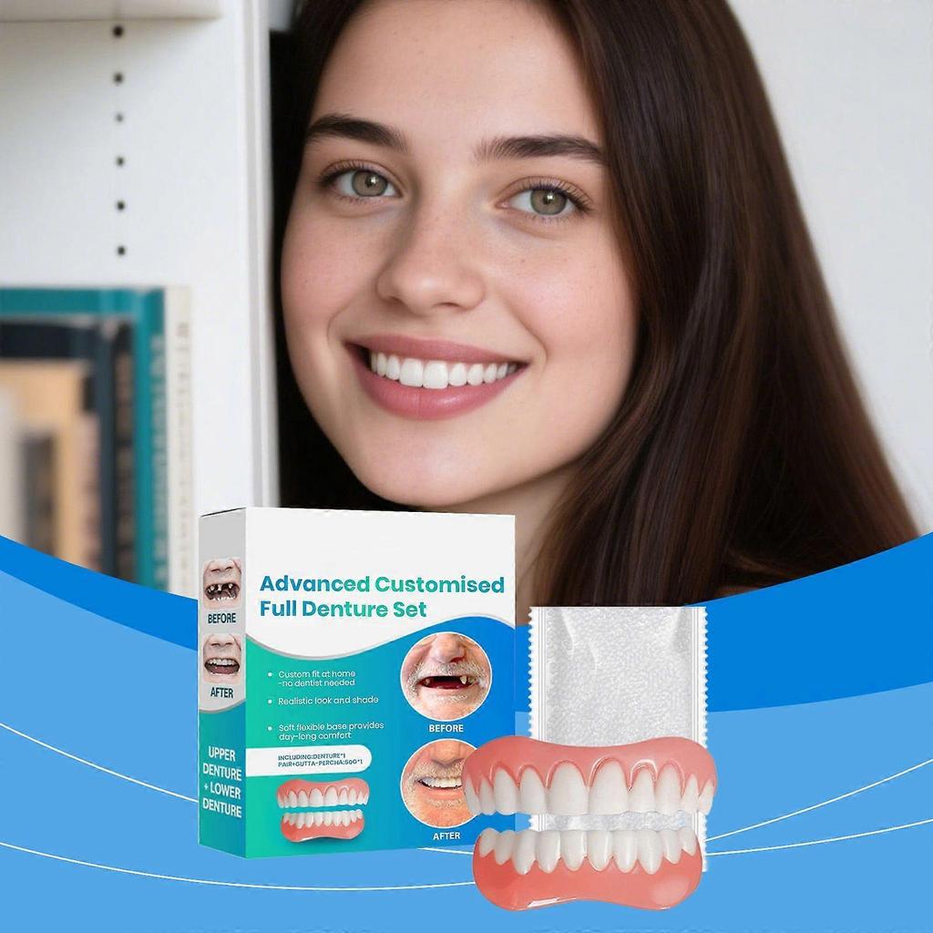 Amz False Teeth Set Daily Tooth Coverage Kit Enhances Smile Aesthetics Comfortable Material Natural False Teeth Set