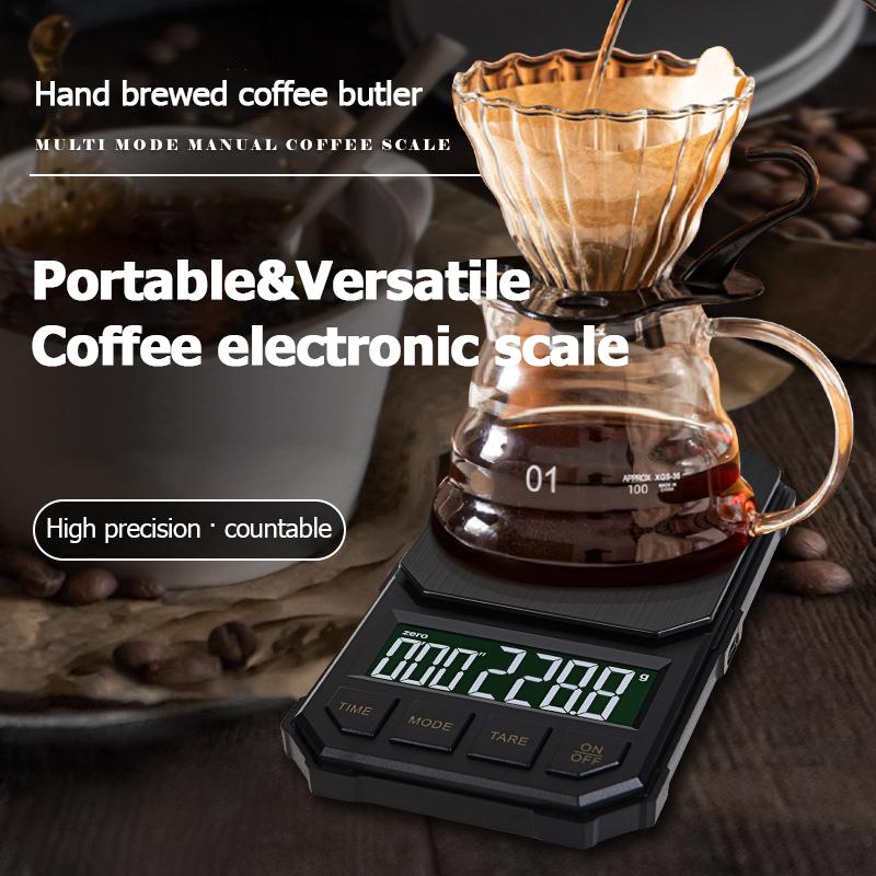 Portable Digital Scale 1kg/2kg Pocket Coffee Scales 0.1g High Precision Electronic Kitchen Food Scales Balance with Timing