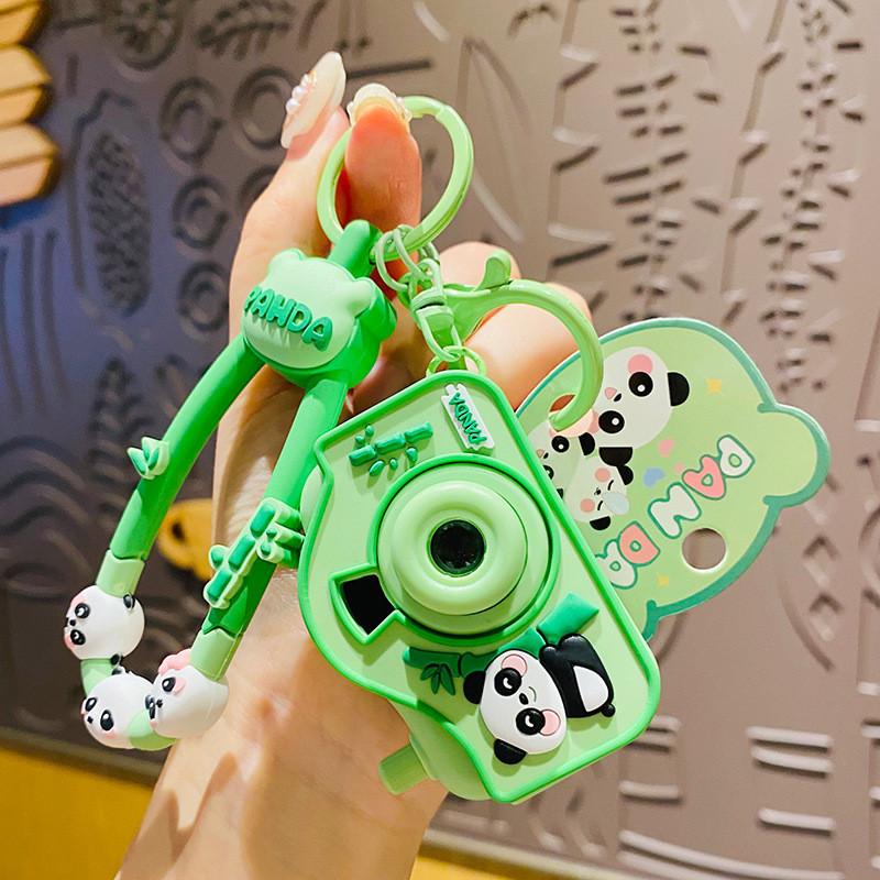 

Projection Whimsical Panda Light Keychain Cute And Fun Decoration Car Panda with Bamboo