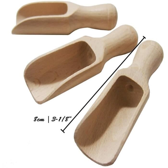 Efo Ensemble De 3 Petites Cuillères En Bois - Pelles À Sel Et À Épices En Bois - Cuillère À Graines En Bois - Petite Taille 8 Cm