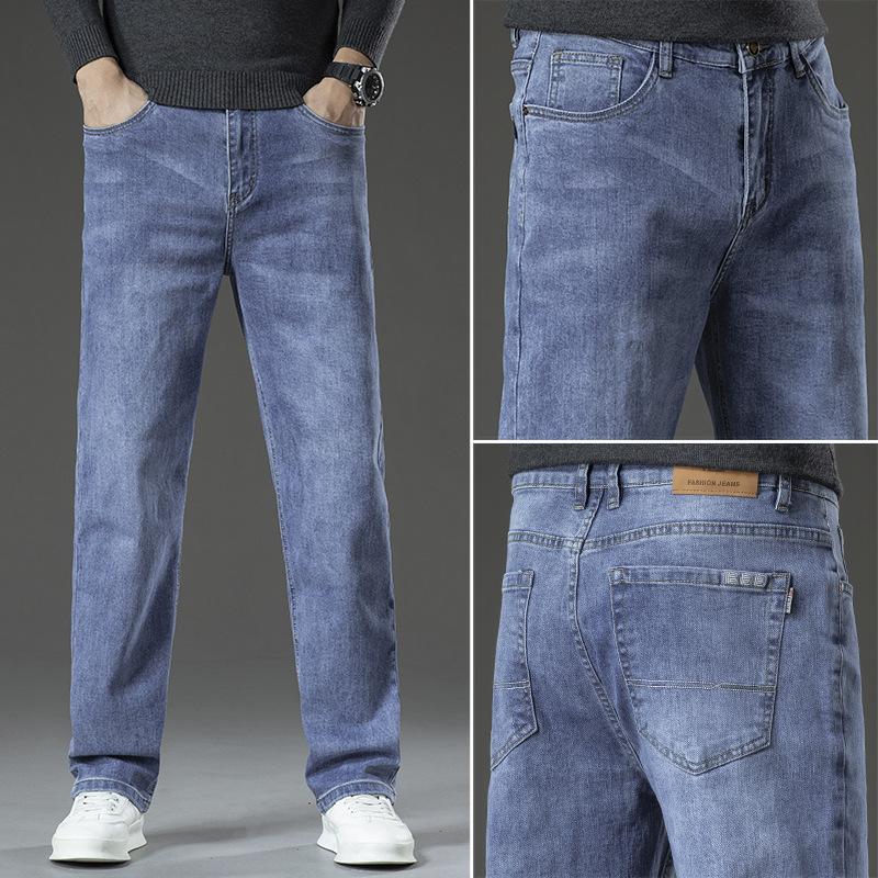 

Thick Jeans For Men, Popular Style, Loose Straight Leg, Trendy And Versatile Pants For Men, Handsome And High-end Jeans For Autumn And Winter 29 светло-синий