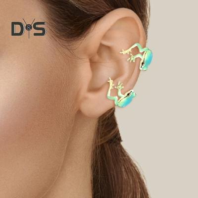 1 Pair Tree Frog Ear Clips Realistic Animal Shape Electroplated Polished Ani-slip Non-pierced Alloy Party Events Daily Wear Earrings