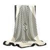 Nordic Stripe Dual-Use Silk Scarf: Influencer Style, Travel Sun Protection, Large 90cm Square Shawl.
