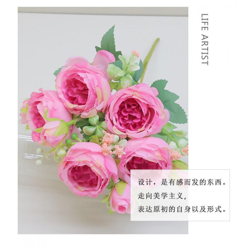Artificial Peony Bouquet Home Decor Table Centerpiece Wedding Floral Arrangement Silk Flower Set