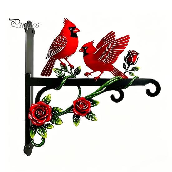 Suporte de Vaso de Flores de Metal para Pátio, Suporte de Planta Pássaro Vermelho, Gancho de Parede Externo, Gancho Montado Suporte para Carrilhões de Vento Plantas Penduradas, Alimentador, Sino,