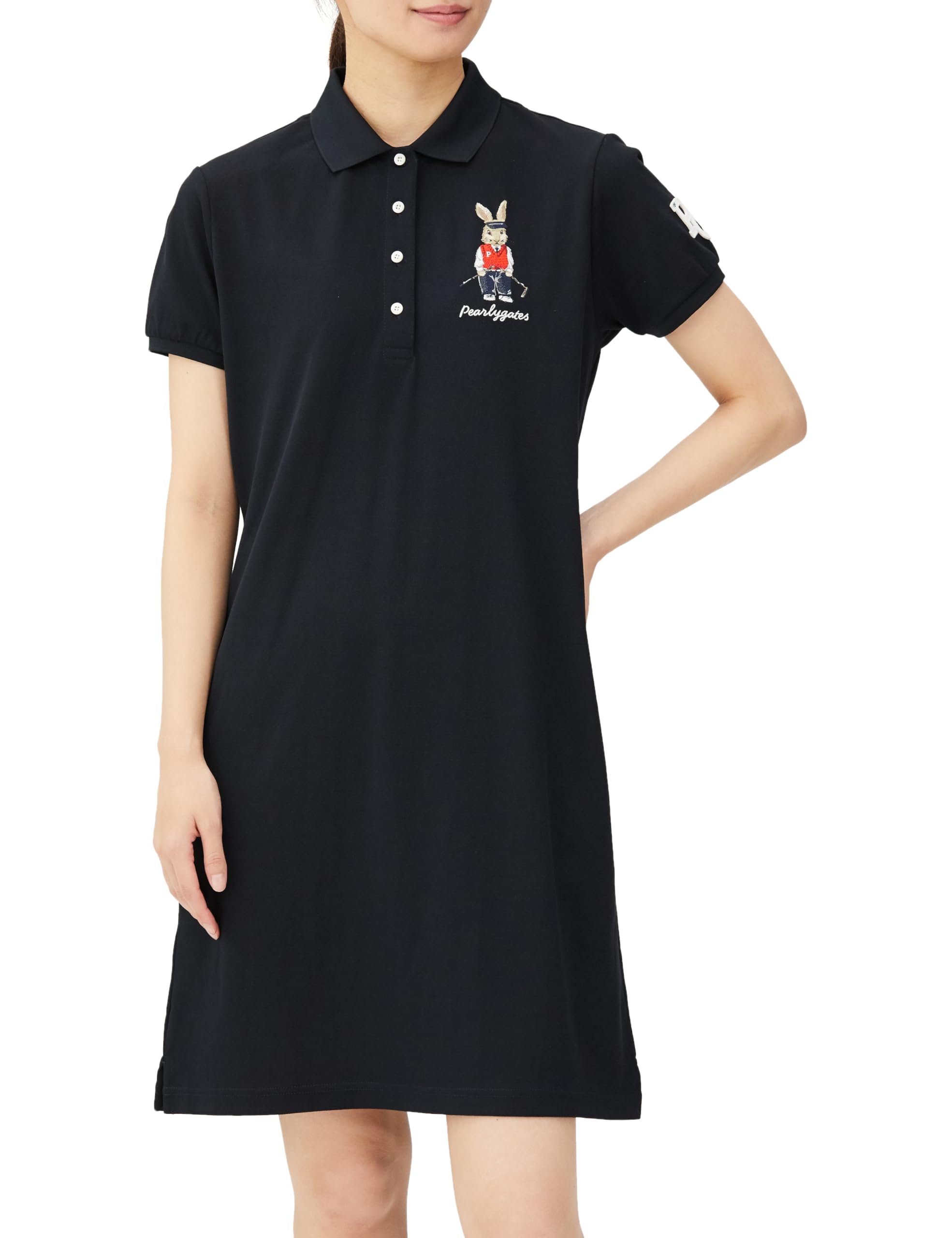 

Short Sleeve Collared Dress Span Stretch Kanoko Navy 1 [Pearly Gates] Women s / 055-3224910 120_Dark [M]