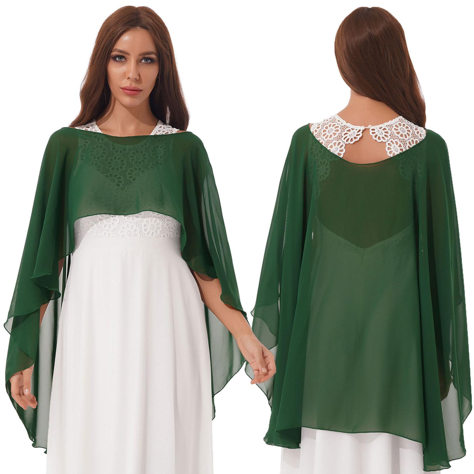 

Женские свадебные накидки из шифона, высокие низкие шали, свадебные длинные шали и накидки One Size темно-зеленого