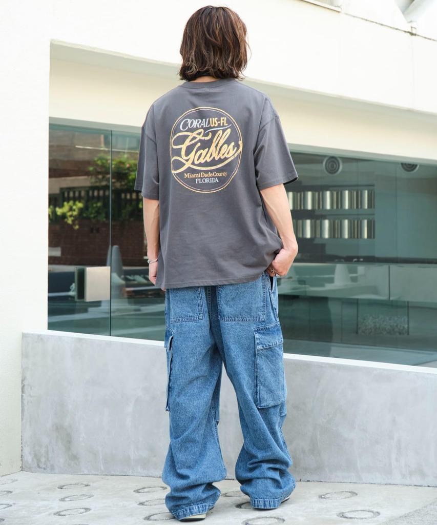 WEGO Denim Easy Cargo Size Lightly Denim Finish Men's Pants, L,