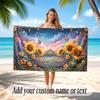 Floral Garden Theme Soft Beach Towel Personalized Custom Name Text Towel Portable for Beach Pool Travel