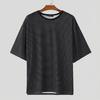 INCERUN Oversized Men O Neck Short Sleeve Striped Casual T-shirts