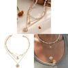 Layered Alloy Chain Necklace With Smile Face And Evil Eye Design For Ladies