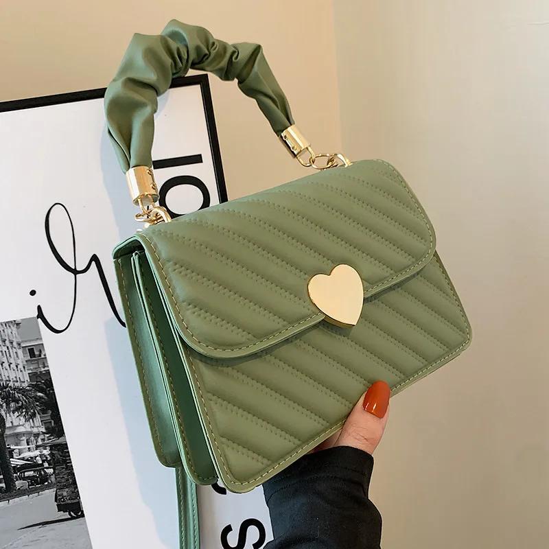 Women's Diamond Shape Shoulder Bags  Ladies Crossbody Bag  Girls Totes Bags  Student Coin Pack  Pleated Metal Heart Shape Trim