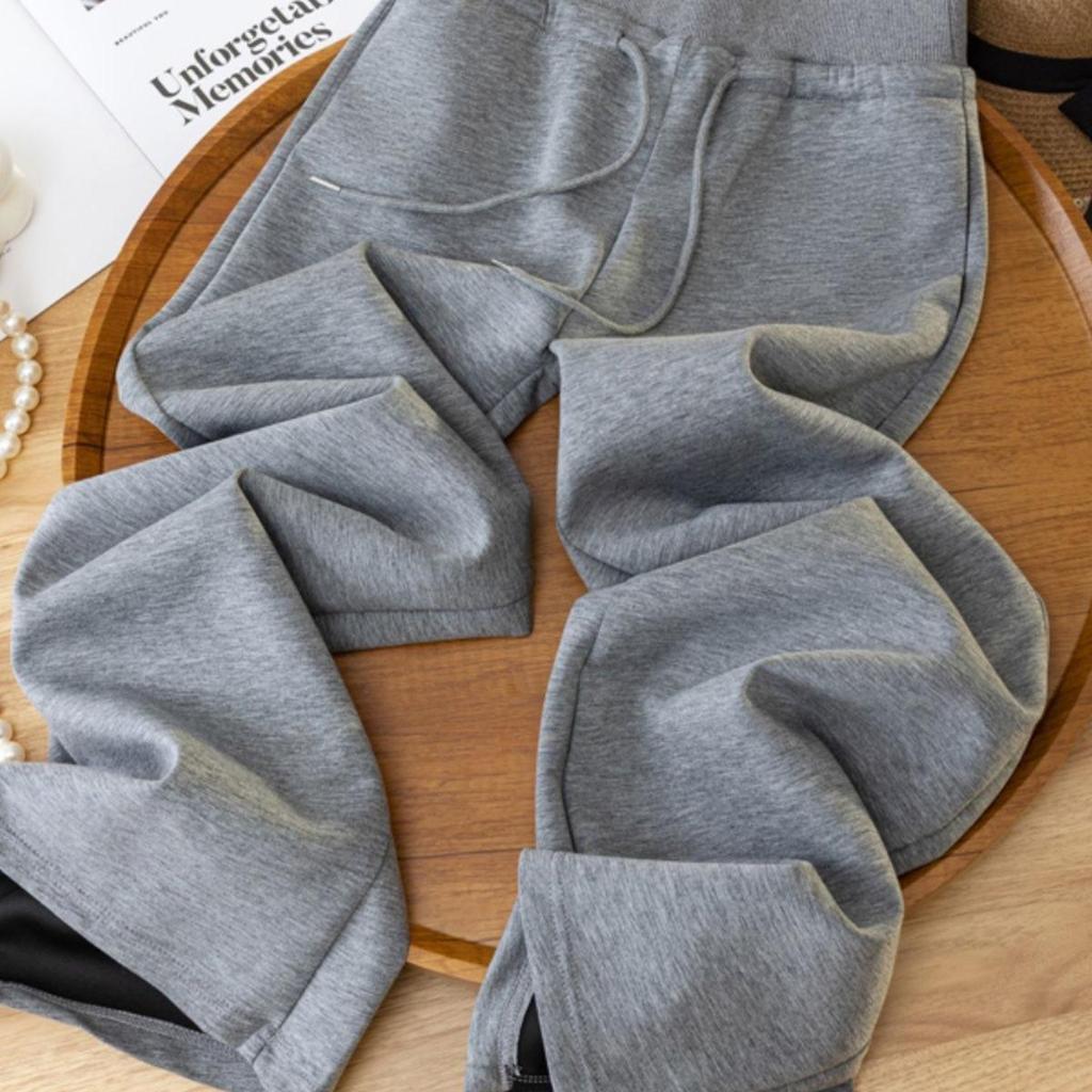 Autumn Korean Style Women's Wide-Leg Elastic Waist Pants - Casual Loose Fit, Slimming, Plus Size.