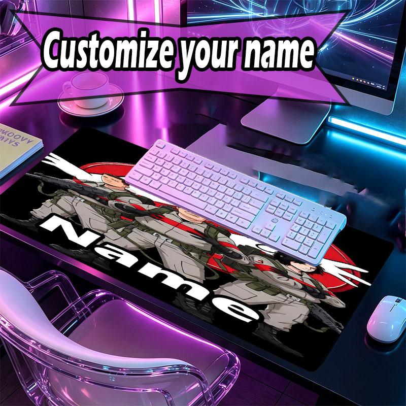 Custom Name Personalized Ghostbusters Pattern Mousepad, Laptop PC Desk Mat, Decorative Desk Mat for Home Keyboard Pad Gift