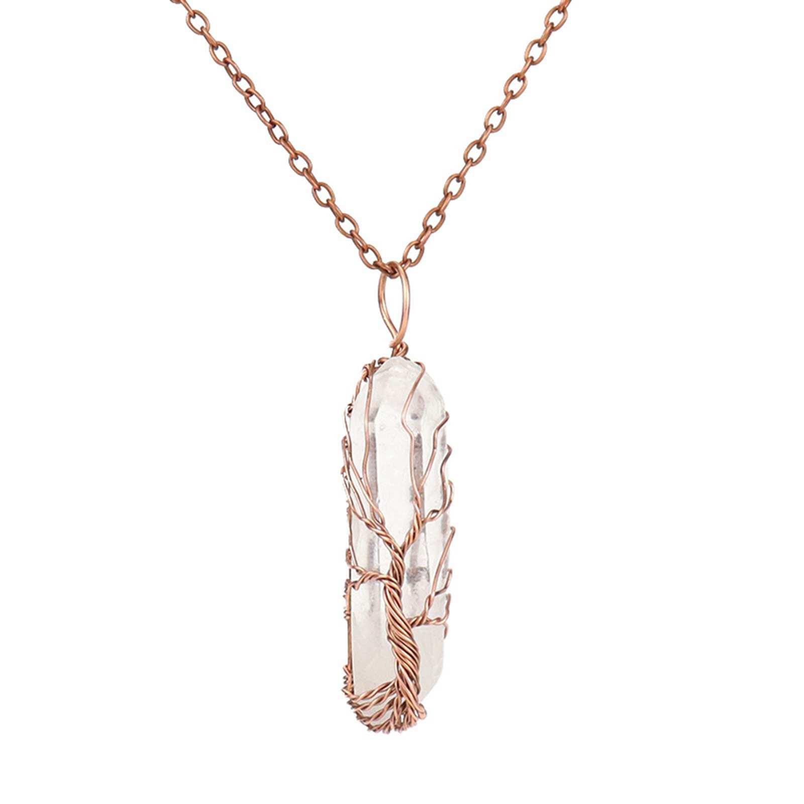 Stone Natural Crystal Necklace Gold Plated Quartz Pendant One Size