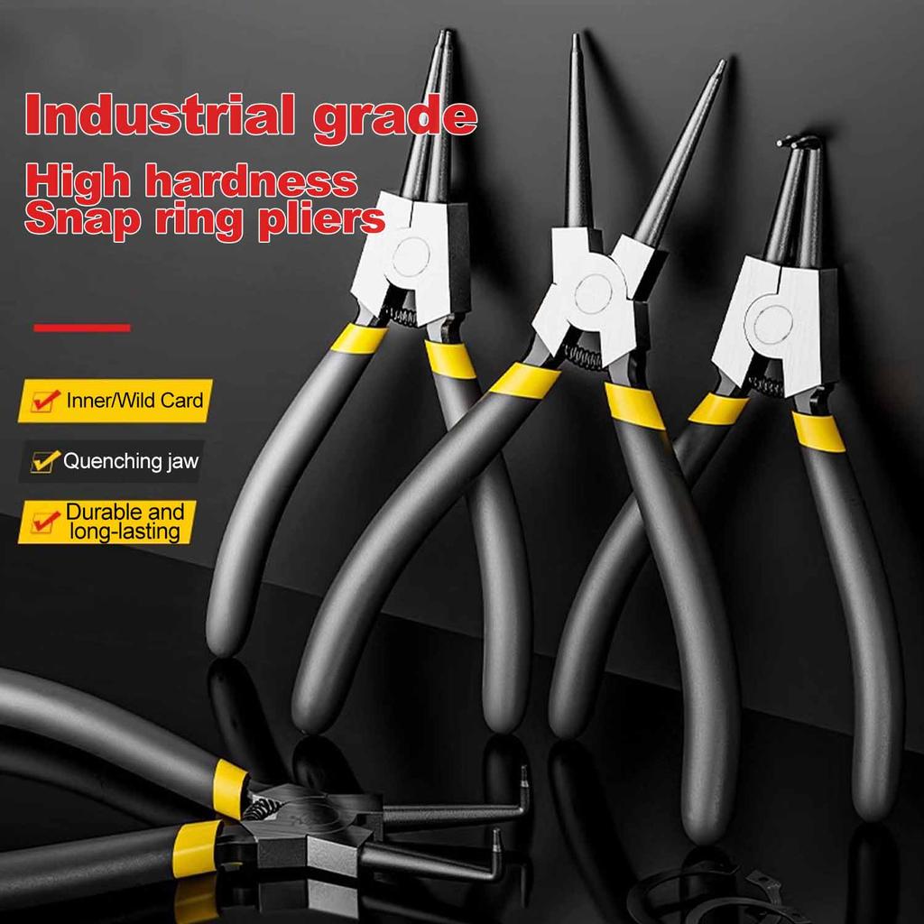 4pcs Circlip Plier Set 7'' Long Nose Plier Staight Bent Plier Inner Outer Staight Bent Plier Retaining Snap Ring Remover Tool