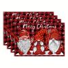 1/4/6/8pcs Christmas-Themed Placemats, Three Red Gnome Design Placemats, Christmas Holiday Table Decor, Christmas Family Gathering Plate Mats,