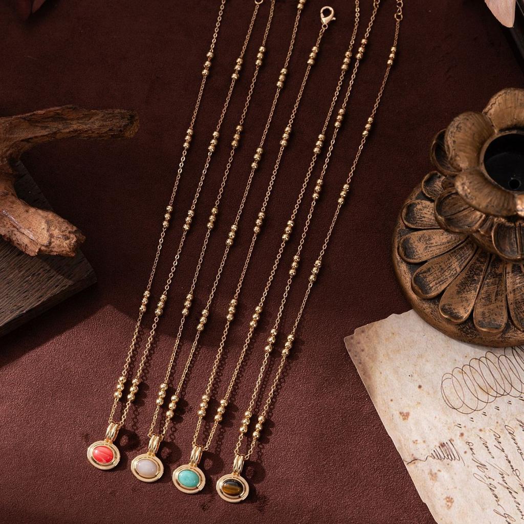 Multi-Layer Stacked Gem Necklace Light Luxury Commuter Necklace Natural Stone Bead Chain