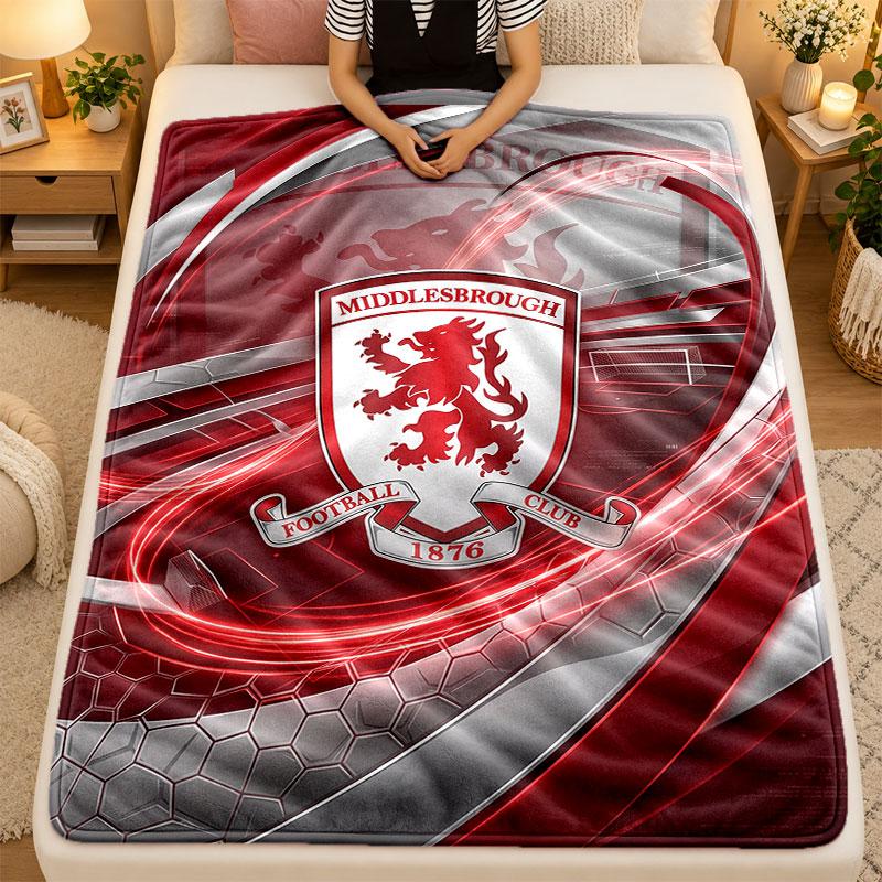 Flannel BlanketMiddlesbrough FC Warm Soft Throw Blanket for Indoor Sofa Bed Living Room Use