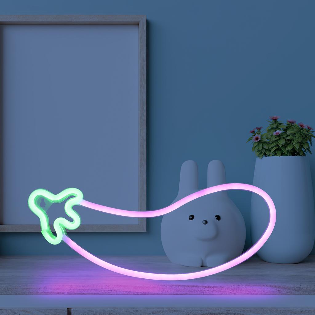 Aubergine Neon Frukt Skilt Barn Dekor Lys opp Vegg Nattlampe Skilt for barn