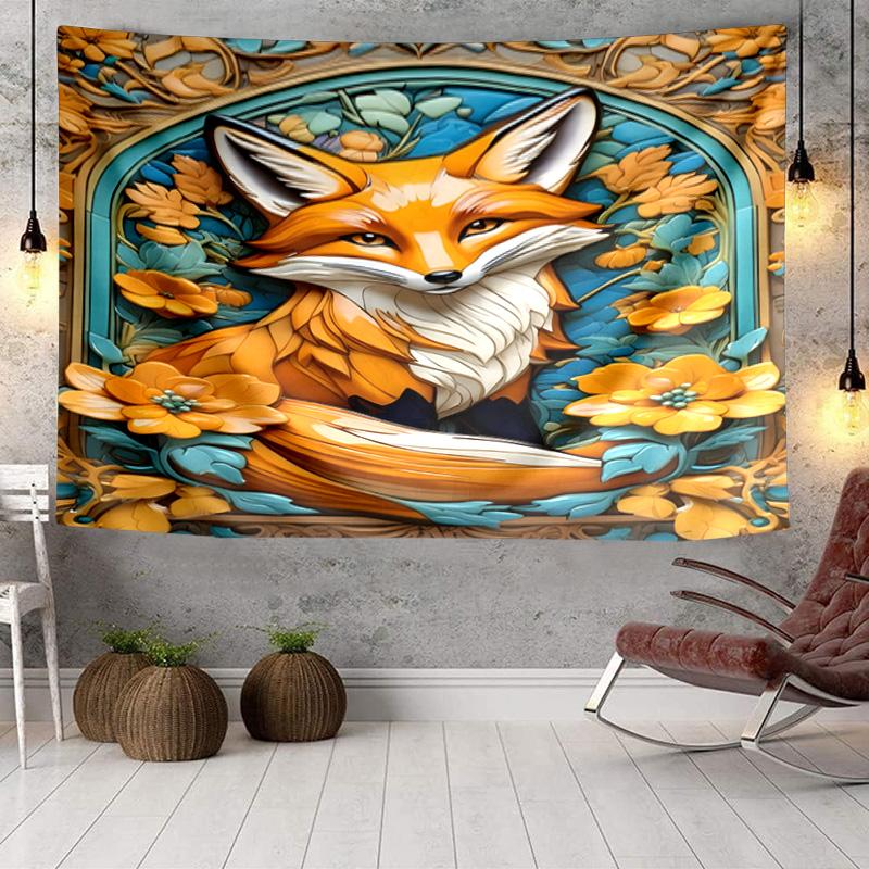 Autumn Fox Portrait Tapestry Room Decoration Wall Hanging for Living Room Bedroom, dormitory, Birthday and Christmas gifts