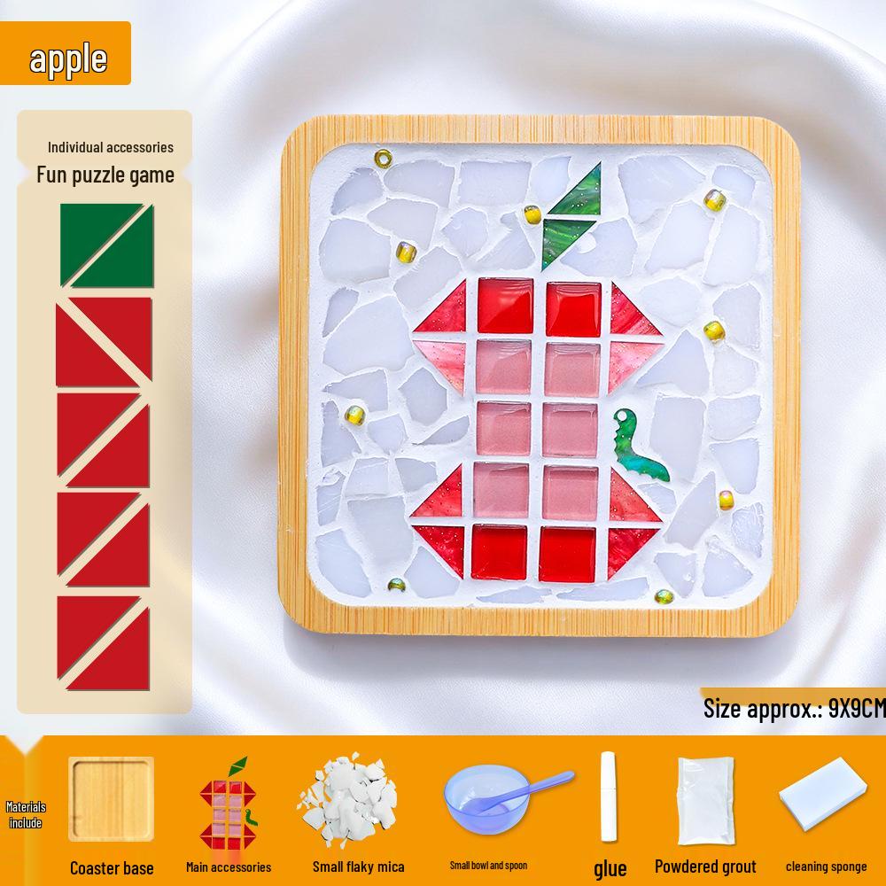 Handmade Mosaic Fruit Coaster DIY Kit: Children's Puzzle Craft for Kindergarten Team Building
