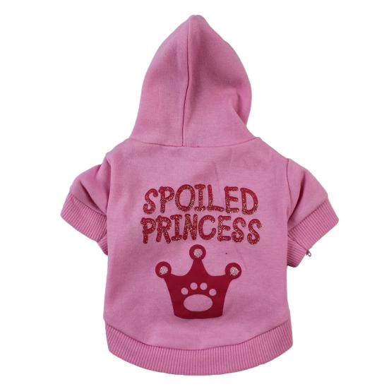 

Pet Dog Puppy Crown Letter Print Clothes Soft Warm Hoodie Jacket T-shirt Costume L розовый