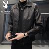 Men's Casual Turn-Down Collar Faux Leather Jacket