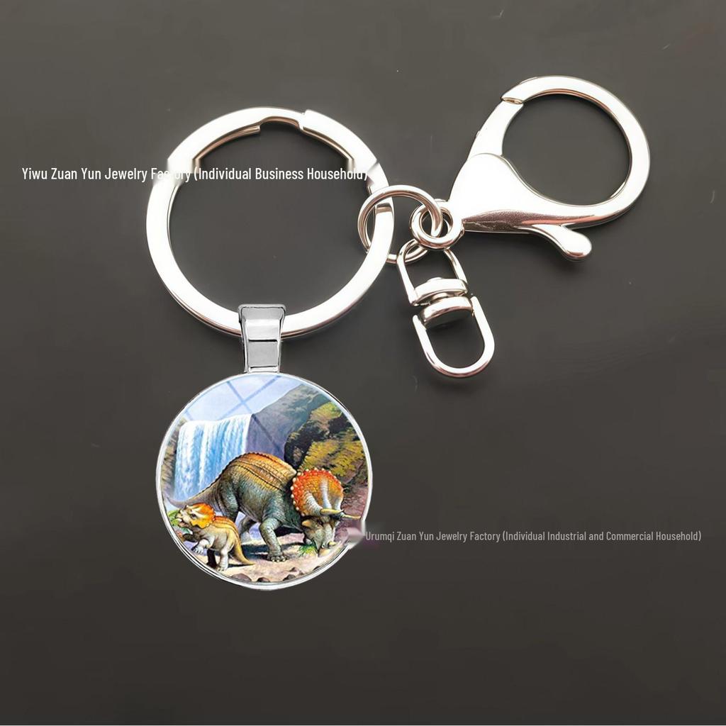 Dinosaur Keychain Pendant: T-Rex, Pterodactyl, Diplodocus, Spinosaurus with Metal Lobster Clasp - Popular European & American Design