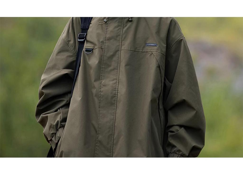 Men's Black Hooded Windproof Jacket: Spring/Autumn Japanese Trendy Loose Fit Mountaineering Workwear