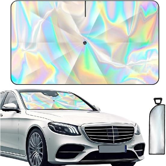 2024 Auto-Sonnenschutz für Windschutzscheibe mit 360° Anti-Kratz-Griff, Faltbarer Auto-Regenschirm Sonnenschutzabdeckung, Windschutzscheiben-Sonnenschutz passend für Limousine SUV