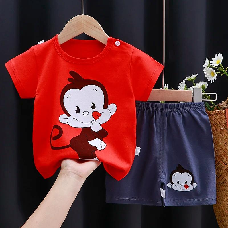Kids Clothes Set Baby Boy Girl T-Shirt + Shorts Summer Clothing Cotton Cartoon Casual Boys Tracksuit Children Baby Clothes Set