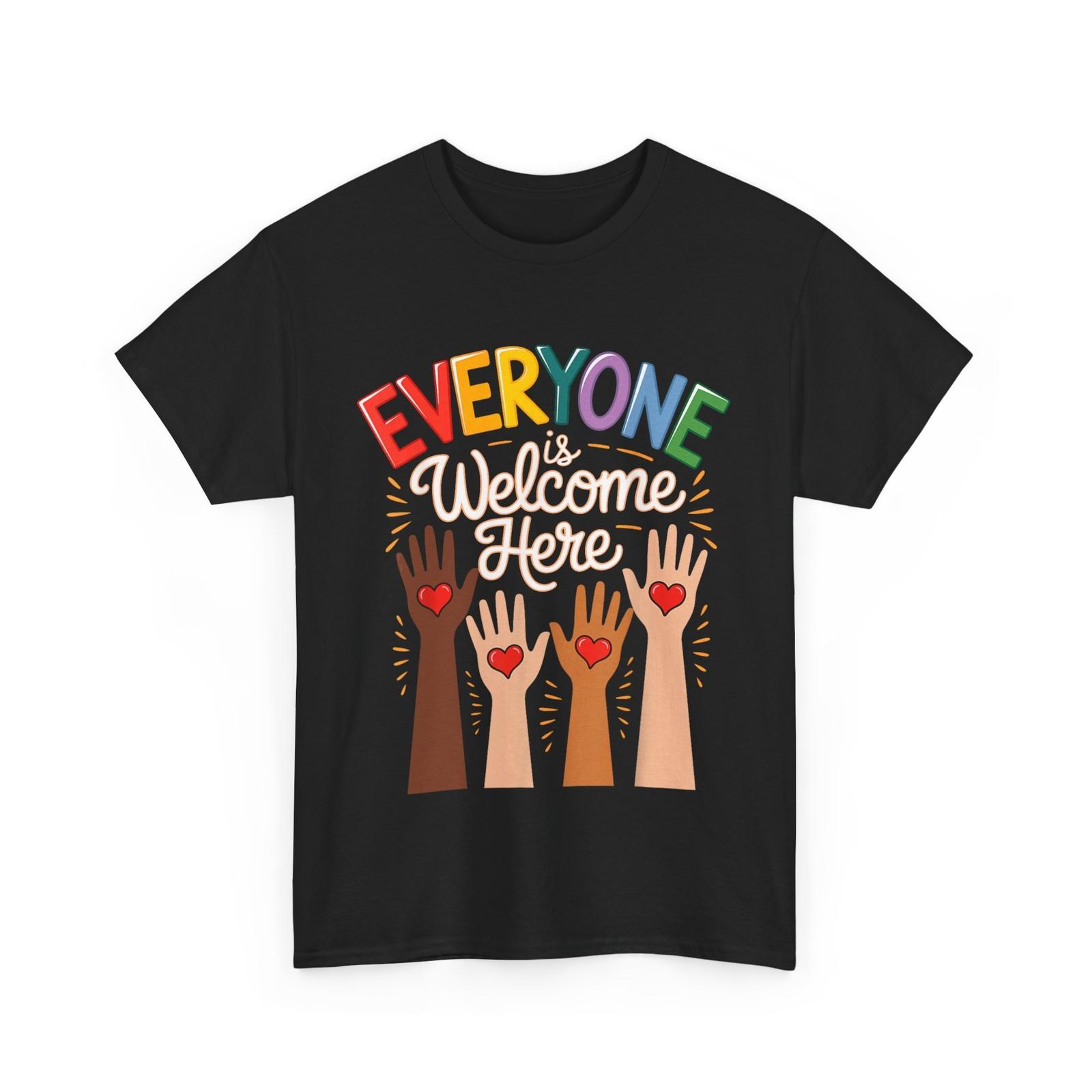 Everyone Is Welcome Here Idaho Teacher T-Shirt Mens Womens Tees Top, Hands with Hearts T-Shirt Mens Womens Tees Top L