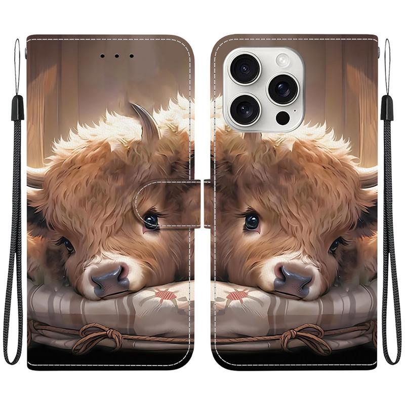 15Plus 14Pro Animal Case Lion Panda Leather Phone Cover For iPhone 15 Plus 14 Pro Max Wallet Flip Card Magnetic Protect Cases