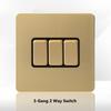 LangYeao Stainless Steel Wall Switch Socket UK Standard,1/2/3/4 Gang 1/2 Way Toggle Light Switch EU Sockets for Homes Hotels