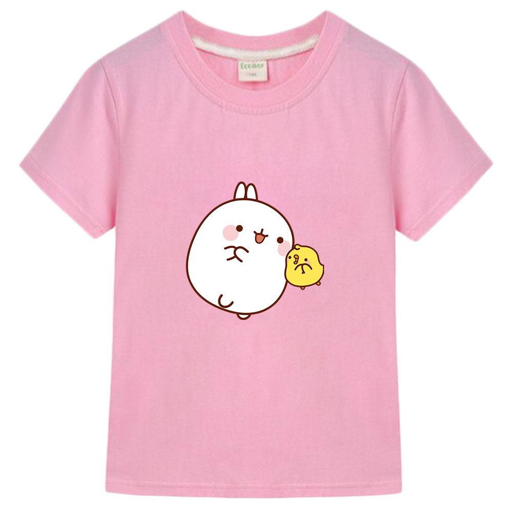 Dětské oblečení Molang a Piupiu Trička Roztomilé tričko s potiskem králíka Letní trička Bavlna Dětská módní oblečení