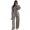 Cross-border European and American women's clothing Amazon large lapel collar temperament jacket long-sleeved wide-leg pants commuter suit