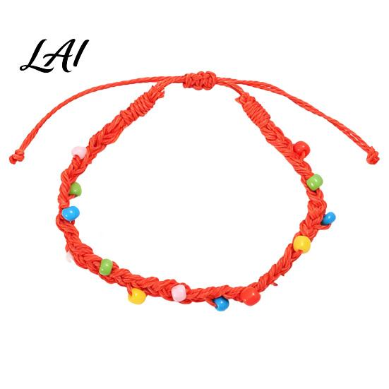 Adjustable Knot Bracelets for Girls Handmade Braided Bracelet Women Bohemian Woven Wrist Rope Durable Cord Daily Wear with Colorful Rice Beads,