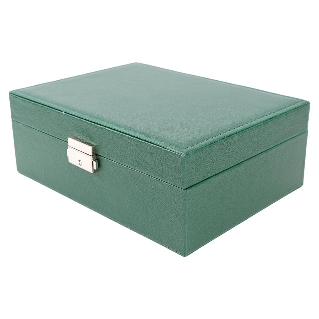 Double Layer Jewelry Storage Case with Lock Travel PU Leather Jewelry Organizer Holder for Ring Earrings Necklace