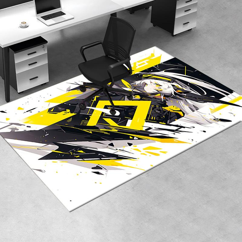 Kalenina Modern Yellow and Black Office Chair Mat for Home Decor, Office Use, Gift Idea - Suitable for Bedroom, Living Room, Various Rooms.1
