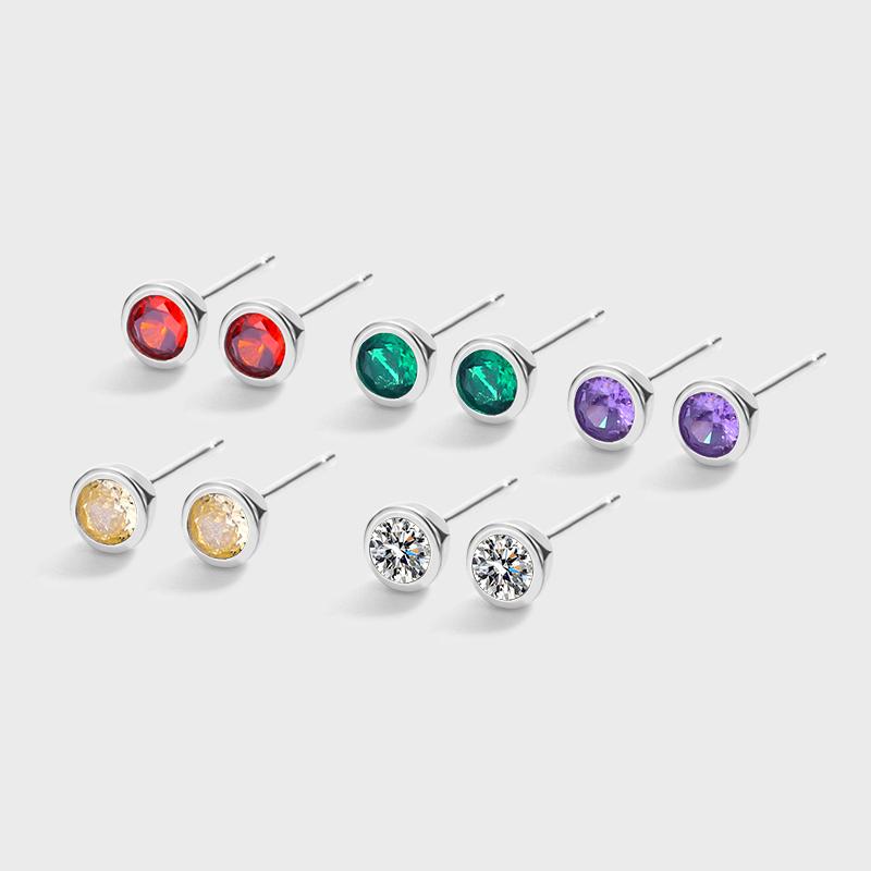 

Классические цветные круглые серьги-гвоздики с бриллиантами для женщин, топаз, рубин, аметист, изумруд, оригинальное стерлинговое серебро, подарочная часть, ювелирные изделия 1g зелёный
