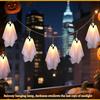 10 Stück Halloween Geister Lichterkette mit 8 Lichtmodi Gruselige Geister Lichterkette für Party Spukhaus Kamin Veranda
