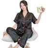 Sweet And Cool Girl Ice Silk Pajamas Women'S Summer Short-Sleeved Trousers Casual Lazy Style Loungewear Can Be Worn Outside