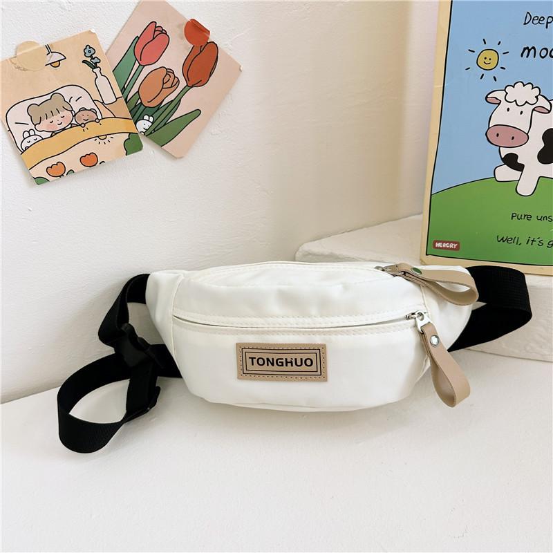 Stylish Children's Waist Bag Durable Oxford Fabric For School And Travel In Black White Brown And Khaki