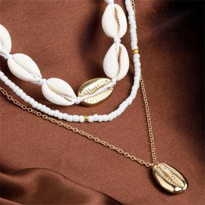 2Pcs/Set Summer Natural Sea Shell Choker Necklace For Woman Bohemia Beads Chain Shell Necklace Adjustable Jewelry Accessories