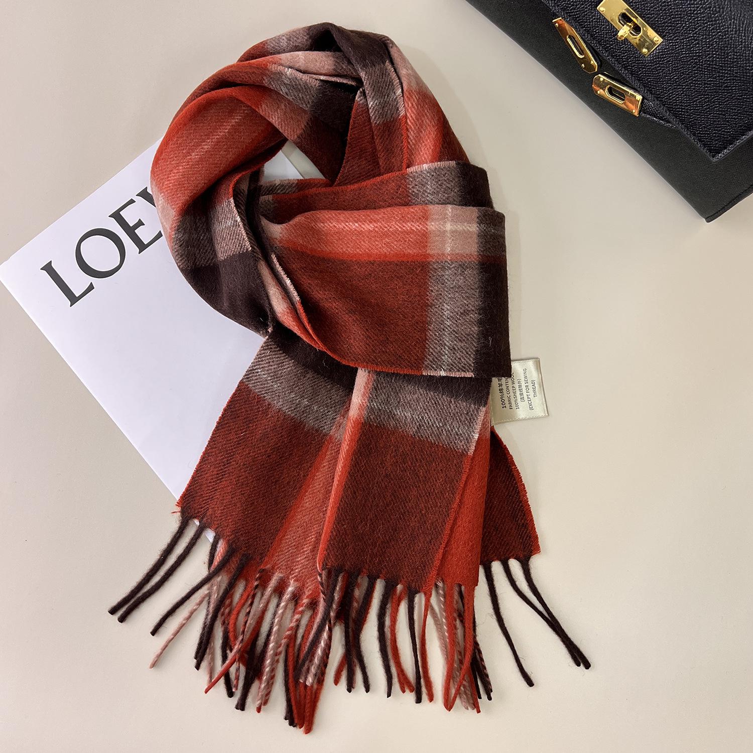 Women s Winter British Classic Plaid Wool Scarf: Versatile, Warm Korean Style Neck Warmer 32x180 cm