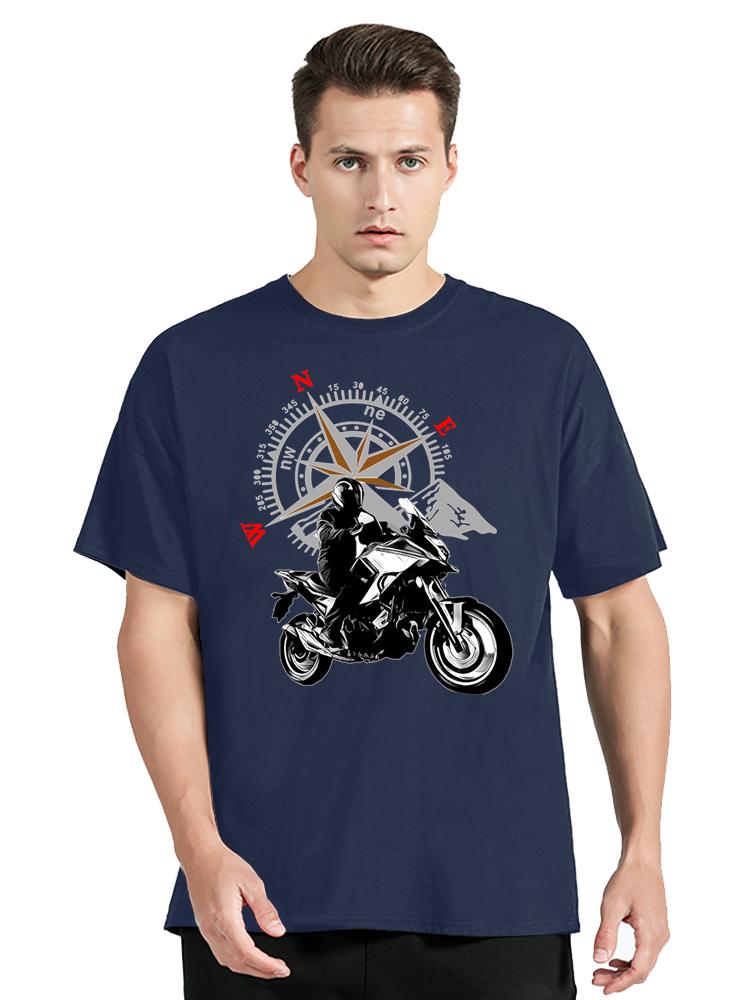 Mountain Motorcycle And Compass Graphic Tshirt Funny Tripunisex Clothing Fashion Harajuku T-shirt Loose Tops Motorcycle T Shirt