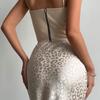 GMXIA Fusta cu jumătate de corp cu imprimeu leopard jacquard New Trend de vară Fusta lungă pe jumătate cu imprimeu leopard, jacquard