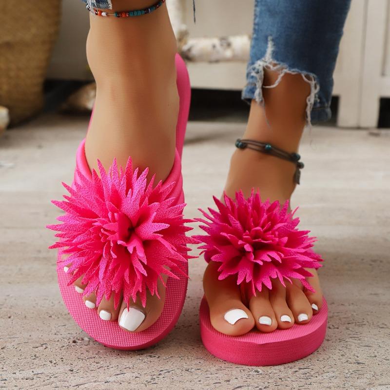 Chinelos de Flores Femininos Verão Novo Para Usar Fora Bico Redondo Bico Aberto Plataforma Leve Antiderrapante Versátil Chinelos