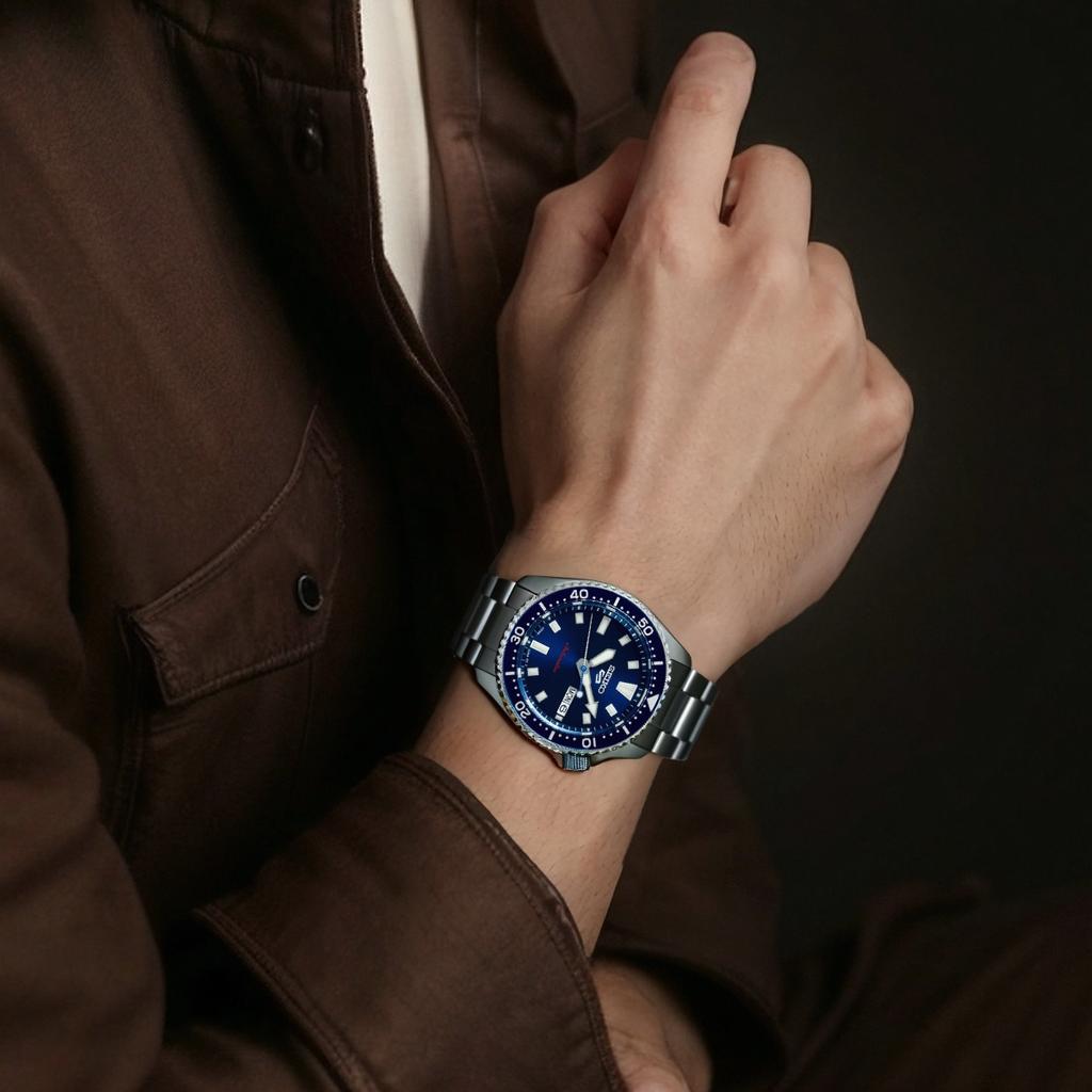 Seiko 5 Sports 100 Meters Waterproof Automatic Mechanical Movement Stainless Steel Strap Watch 46 Mm Men watches Blue SRPL83